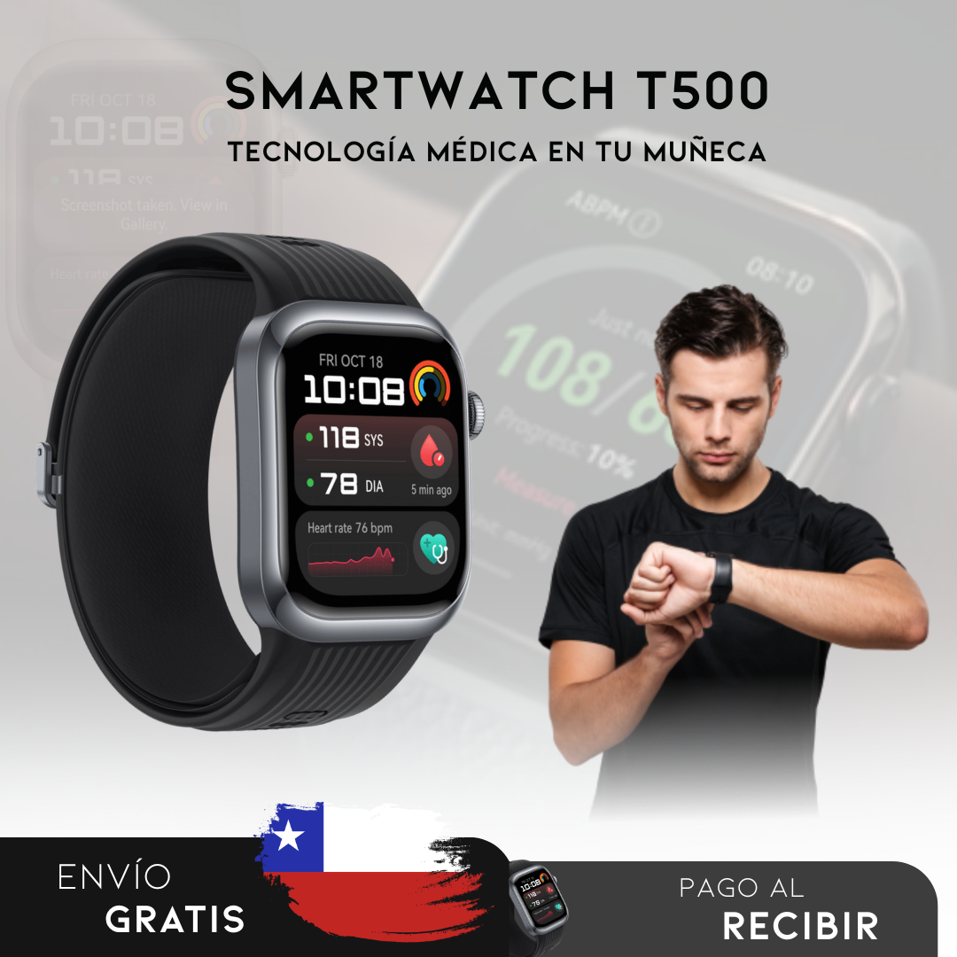 Smartwatch T500 | Reloj Inteligente que cuida de tu salud
